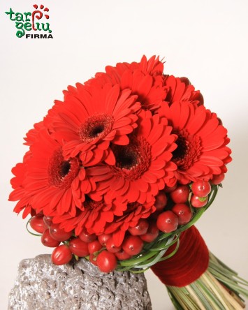 Vestuvinė puokštė su gerberomis