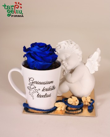 Puodelis ir angelas "Krikšto mamytei/tėveliui"