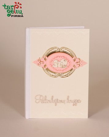Dekoruota krikštynų palinkėjimų knyga