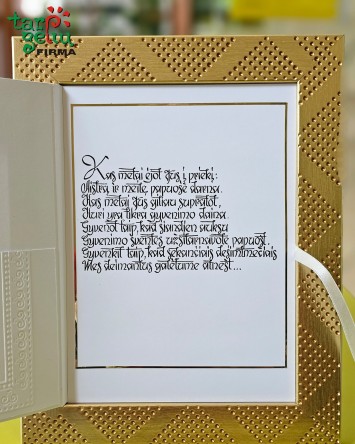 Sveikinimas rėmelyje su vokeliu "Auksinės vestuvės"