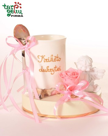 Šaukštelis ir puodelis krikštynų proga